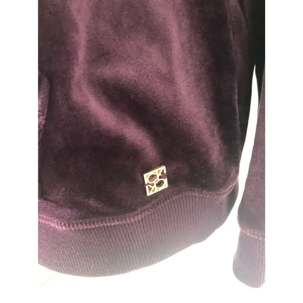 Calvin Klein Aubergine Cowl Neck Velour Pullover - PS